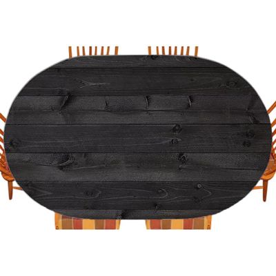 ESFVRG Wood Plank Oval Fitted Tablecloth, Wood Plank Texture Print, for Kitchen Dining, Party, Holiday, Christmas, Buffet, Fits 52" x 96" Table