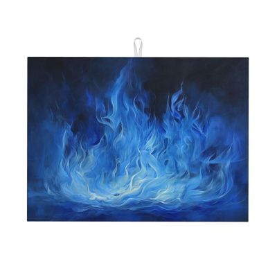 Absorbent Dish Drying Mat For Kitchen Counter, Blue Flame - Dish Drying Pad, Kitchen Gadgets For Easy Clean Multi-Use 18 x 24 Inch