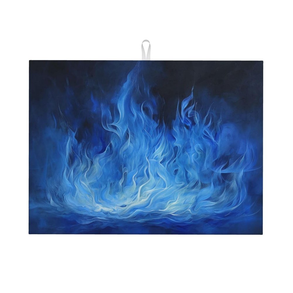 Absorbent Dish Drying Mat For Kitchen Counter, Blue Flame - Dish Drying Pad, Kitchen Gadgets For Easy Clean Multi-Use 18 x 24 Inch