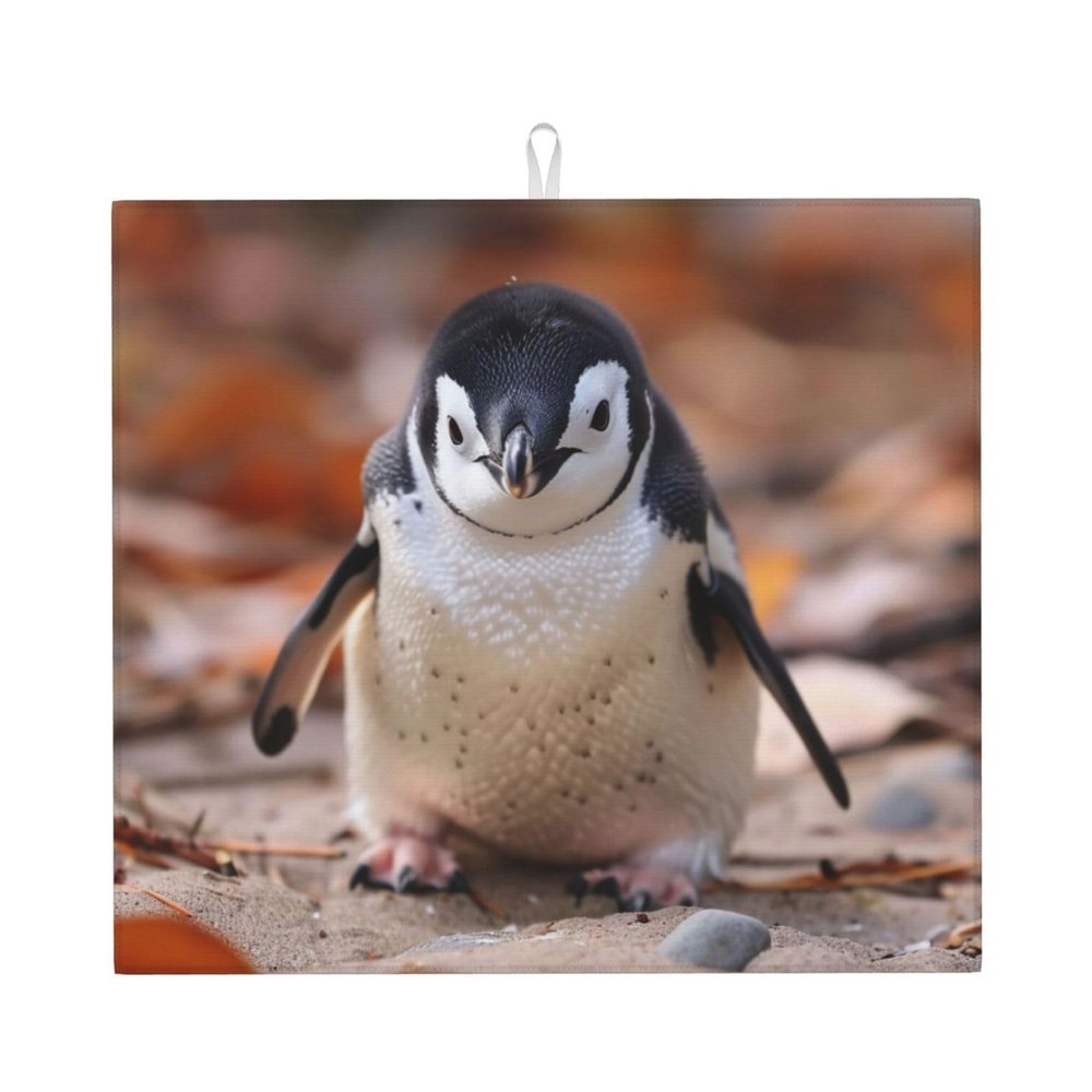 Absorbent Dish Drying Mat For Kitchen Counter, Cute Penguin - Dish Drying Pad, Kitchen Gadgets For Easy Clean Multi-Use 16 x 18 Inch