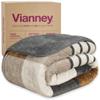 Vianney Tan Grey White Twin-Full Reversible Sherpa Throw Blanket Plush Cozy view 1