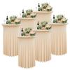 6 Pack Champagne High Top Cocktail Tablecloth 36x43 Inch Wrinkle-Free Stretch Spandex Table Covers With Ruffle Skirt for Party, Wedding, Banquet, Birthday, Bar view 1
