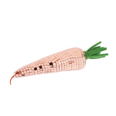 MERRYHAPY Disco Mirror Glass Carrot Figurine Vintage Home Decor Ornament for Parties Unique Tabletop Accent Eye-catching Reflective Carrot Decoration for Garden and Indoor Spaces