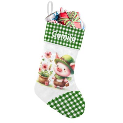 EOYinHas Personalized Fireplace Pig Farm Animal Hanging Stockings for Holiday Party Christmas Decorations Gifts,1 Pack