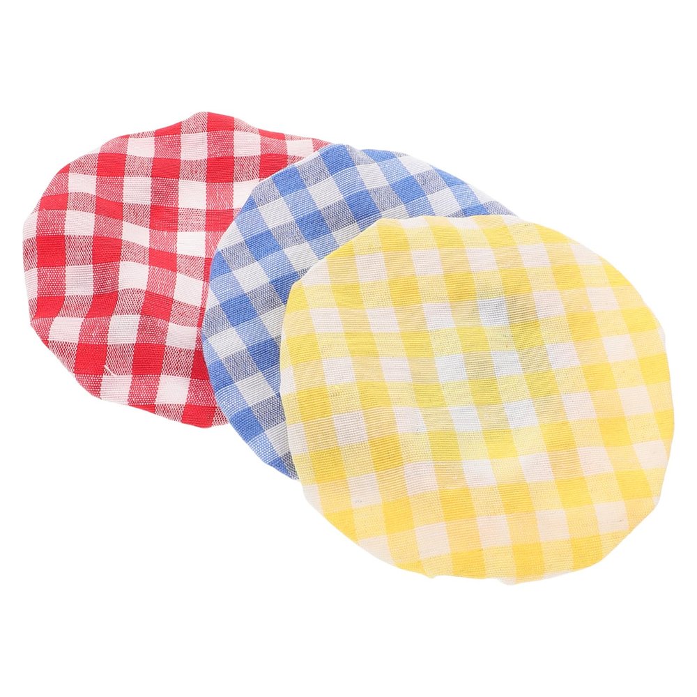 BRIGHTFUFU 6pcs Elastic Cloth Bowl Covers Reusable Sourdough Jar Covers for Containers Breathable Plaid for Baking and Food Storage