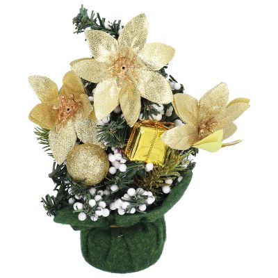 Artificial Christmas Tree Tabletop Decoration Mini Exquisite Cute Bright Colors Desktop Innovative Christmas Tree Ornaments (Gold (Non-Woven Fabric))