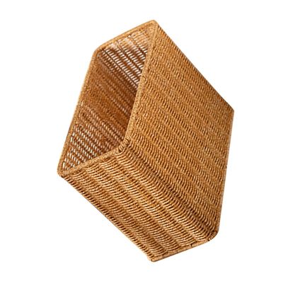 Khaki Plastic Woven Storage Basket for Vegetables and Fruits
