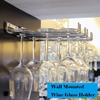 2 Row Wine Glasses Holder Wall Mount, Metal Wine Glass Holder, Stemware Rack for Kitchen, Home(Brass) view 2