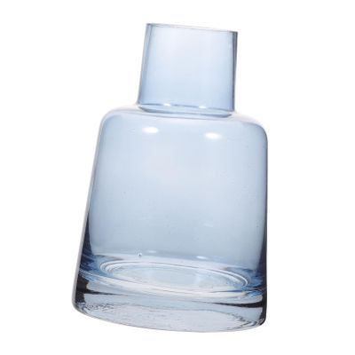 CORHAD Elegant Blue Hydroponics Glass Vase Small Semi Flower Arranging Decor for Home and Office Chic Centerpiece for Stylish Floral Display
