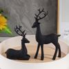 2 Pcs Christmas Reindeer Sculpture, Resin Deer Christmas Decoration, Gold Silver Black Resin Elk Statues for Home Decor, Ideal for Living Room, Bedroom, Office, Home Table Craft (Black) view 1