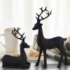 2 Pcs Christmas Reindeer Sculpture, Resin Deer Christmas Decoration, Gold Silver Black Resin Elk Statues for Home Decor, Ideal for Living Room, Bedroom, Office, Home Table Craft (Black) view 4