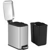 Dopinmin 1.3 Gallon Trash Can Stainless Steel Rectangular Trash Bin Garbage Can with Removable Inner Bucket, Foot Pedal for Home Kitchen Bathroom Bedroom, SS view 1