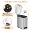 Dopinmin 1.3 Gallon Trash Can Stainless Steel Rectangular Trash Bin Garbage Can with Removable Inner Bucket, Foot Pedal for Home Kitchen Bathroom Bedroom, SS view 4