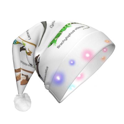 JBYJBX Different Types Of Lizard Print Led Christmas Hat For Adults Xmas Holiday Hat With Lights Christmas Accessories