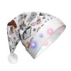 JBYJBX Cartoon Cat And Dog Print Led Christmas Hat For Adults Xmas Holiday Hat With Lights Christmas Accessories view 1
