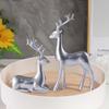 2 Pcs Christmas Reindeer Sculpture, Resin Deer Christmas Decoration, Gold Silver Black Resin Elk Statues for Home Decor, Ideal for Living Room, Bedroom, Office, Home Table Craft (Silver) view 1
