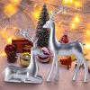 2 Pcs Christmas Reindeer Sculpture, Resin Deer Christmas Decoration, Gold Silver Black Resin Elk Statues for Home Decor, Ideal for Living Room, Bedroom, Office, Home Table Craft (Silver) view 3