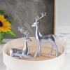 2 Pcs Christmas Reindeer Sculpture, Resin Deer Christmas Decoration, Gold Silver Black Resin Elk Statues for Home Decor, Ideal for Living Room, Bedroom, Office, Home Table Craft (Silver) view 4