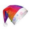 JBYJBX Rainbow Striped Print Led Christmas Hat For Adults Xmas Holiday Hat With Lights Christmas Accessories view 1