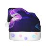 JBYJBX White Purple Butterflies Print Led Christmas Hat For Adults Xmas Holiday Hat With Lights Christmas Accessories view 2
