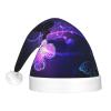JBYJBX White Purple Butterflies Print Led Christmas Hat For Adults Xmas Holiday Hat With Lights Christmas Accessories view 3