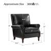 HULALA HOME Genuine Leather Accent Chair with Wooden Legs, Comfy Upholstered Armchair with Rolled Armrest and Nailhead Trim, Traditional Single Sofa Chair for Living Room Bedroom, Black view 2
