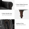 HULALA HOME Genuine Leather Accent Chair with Wooden Legs, Comfy Upholstered Armchair with Rolled Armrest and Nailhead Trim, Traditional Single Sofa Chair for Living Room Bedroom, Black view 4