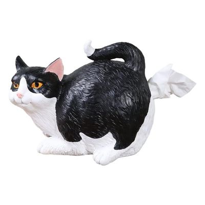 ANSAIR Korvre Cat Butt Tissue Holder Resin Tissue Dispenser Cat Square Tissue Box Cover Orange Tabby Cute Bathroom Accessories