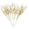 Ipetboom Glitter Christmas Leaves Picks, 10pcs Curly Tall Tree Filler Branches for Xmas Wreath Wedding Table Centerpiece Decorations, Christmas Tree Poinsettia Flower Stems Branches Picks (Gold) view 1