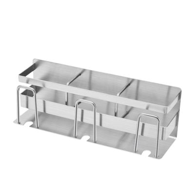 COOLHIYA 1pc Stainless Steel Toothbrush Holder for No Drilling Bathroom Rack Space-Saving Design Ventilation Practical Utensils for Home Hotel Use Silver
