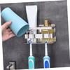 COOLHIYA 1pc Stainless Steel Toothbrush Holder for No Drilling Bathroom Rack Space-Saving Design Ventilation Practical Utensils for Home Hotel Use Silver view 2