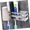 COOLHIYA 1pc Stainless Steel Toothbrush Holder for No Drilling Bathroom Rack Space-Saving Design Ventilation Practical Utensils for Home Hotel Use Silver view 3