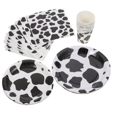 COLLBATH Party Supplies 50 Pcs Paper Plate Cup Tissue Cutlery Set Themed Decorations