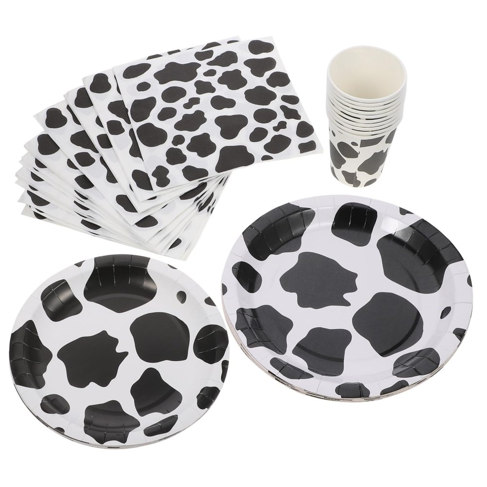 COLLBATH Party Supplies 50 Pcs Paper Plate Cup Tissue Cutlery Set Themed Decorations