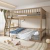 KLMM Modern Full XL Over Queen Bunk Bed with Ladder and Guardrails,Wood Bunk Bed for Kids Teens Adults Bedroom,Detachable Design view 1
