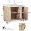 RUNNA 51.2" W Ash Veneer Solid Wood Handwoven Kitchen Island with Drop Leaf, Coastal Kitchen Island on Wheels with Internal Storage Rack, Rolling Kitchen Cart (Natural Wood#016) view 2
