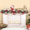 Christmas Fireplace Mantle Scarf, Poinsettia Snowflake Pine Needle Southwest Red Fireplace Scarf Cover Mantel Shelf Top Scarf Runner Mantel Cover Fireplace Decoration for Holiday Living Room 70"x17" view 2