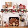 Christmas Fireplace Mantle Scarf, Poinsettia Snowflake Pine Needle Southwest Red Fireplace Scarf Cover Mantel Shelf Top Scarf Runner Mantel Cover Fireplace Decoration for Holiday Living Room 70"x17" view 3