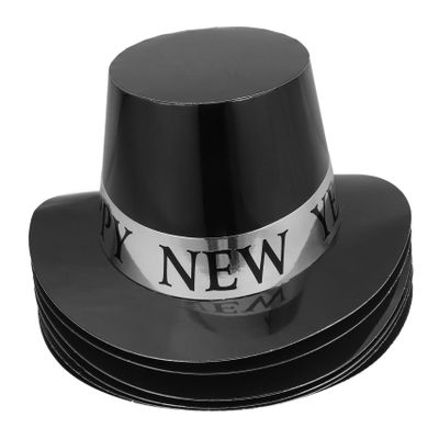 BRIGHTFUFU 6pcs Fashionable Year Hats for Adults Black Gold Paper Cap Year Eve Top Hat Party Decorations Happy Party Celebration Accessory