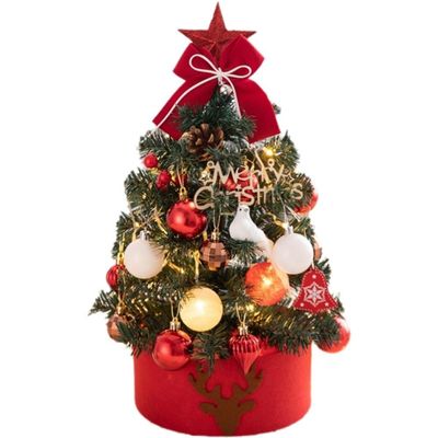 pp supm Small Christmas Tree with Lights, Mini Desktop Christmas Tree with Star Treetop for Home Office Shopping Bar Christmas Party Decorations