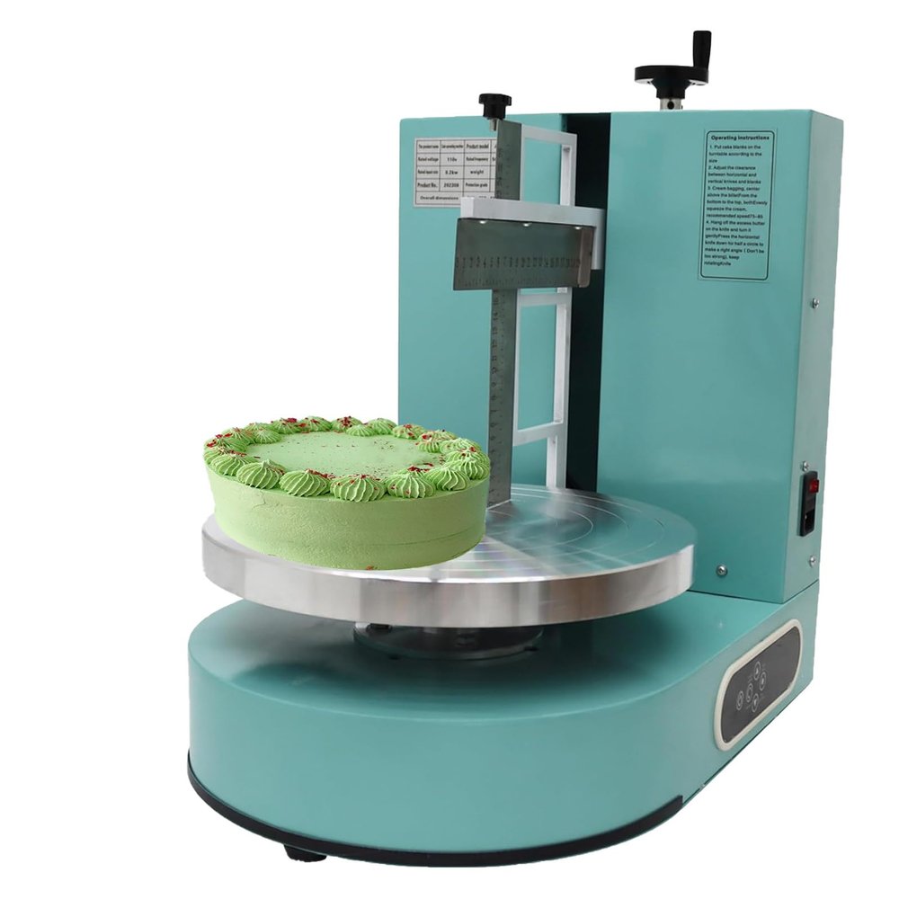 Kindevieft Electric Cake Decorating Machine Cream Coating Spreading Smooth Machine Adjustable Cake Spreading Machine Automatic Cream Butter Coating Machine, for 4-12" Cakes,Blue