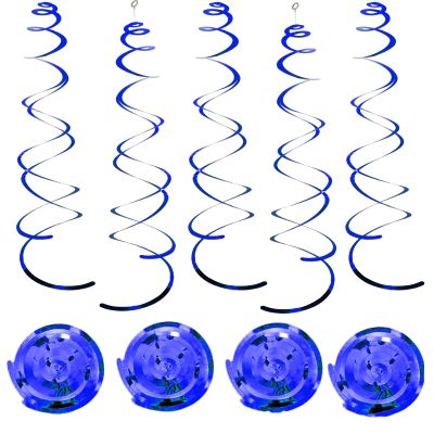 30 Pcs Blue Hanging Swirl Party Decorations,Sparkle Blue Birthday Ceiling Decorations,Streamers for Wedding Party Anniversary Graduation Christmas (Blue)