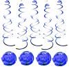 30 Pcs Blue Hanging Swirl Party Decorations,Sparkle Blue Birthday Ceiling Decorations,Streamers for Wedding Party Anniversary Graduation Christmas (Blue) view 1