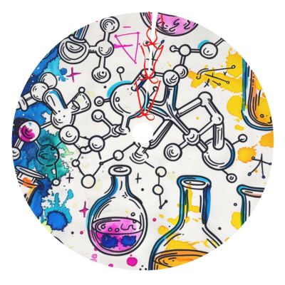 Chemistry Print Printed Christmas Tree Skirt 30 inch, Thickened Xmas Tree Decorations Skirts for Christmas Holiday Party Decor