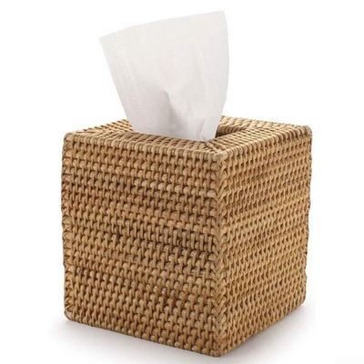 AirheadStorm Classic Square Rattan Tissue Box Cover, Brown, 5.7x5.7x5.7 in