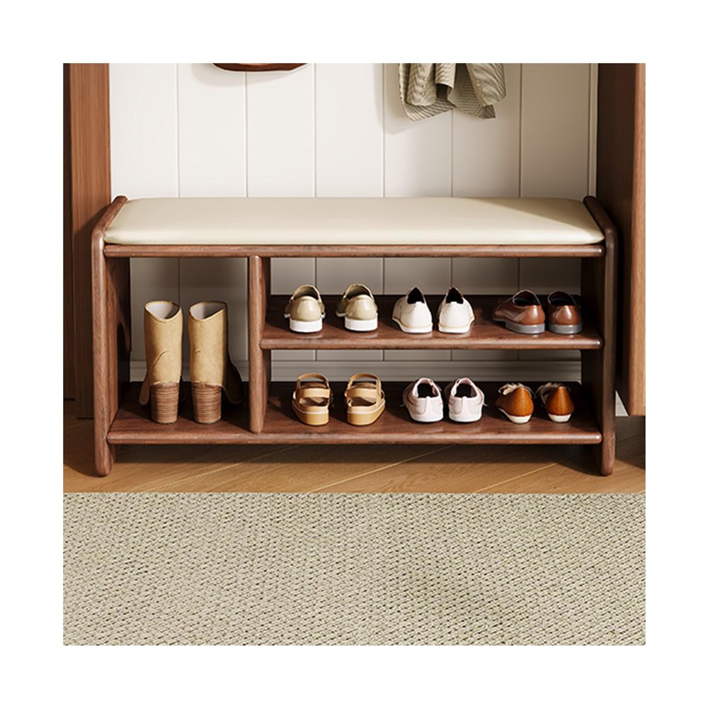 Farmhouse Shoe Rack Indoor Accent Seating Bench - Wood Shoe Rack for Front Door Entrance, Entrance Shoe Rack Storage Bench for Entryway, Foyer Entrance Shoe Rack