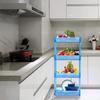 DYKKLKQ Rolling Utility Cart Storage Trolley 4-Tier Mobile Shelving Unit Bathroom Kitchen Organizer Stand Shelf Red Color 15.7Dx8.7Wx36.2H view 4