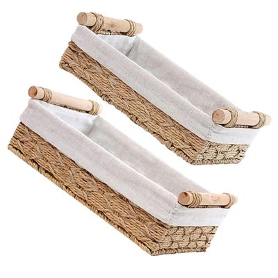 ABOOFAN 2pcs Handwoven Paper Rope Storage Baskets with Lining Sundries Organizer for Toys Snacks and More Bins for Housewarming Gifts