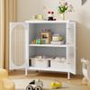 Fumedo Small 2 Transpanrent Door Metal Storage Side Buffet Cabinet for Room,Entryway,Hallway,Kitchen,1 Removable Shelf. (White, Transparent Door) view 3