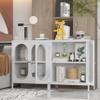 Fumedo Small 2 Transpanrent Door Metal Storage Side Buffet Cabinet for Room,Entryway,Hallway,Kitchen,1 Removable Shelf. (White, Transparent Door) view 4